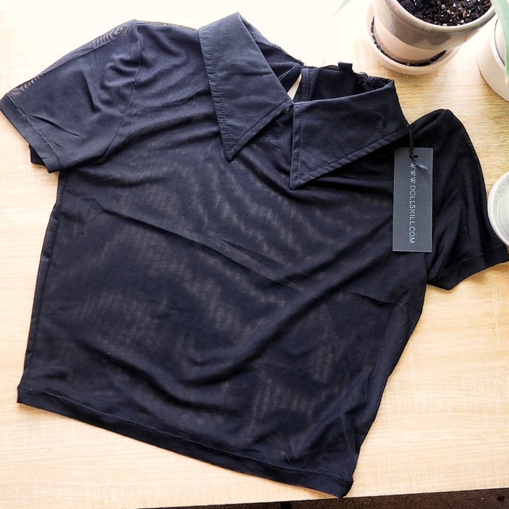 Dolls kill sheer collared crop top